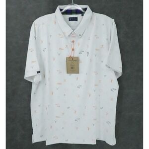 William Murray Polo Mens 2XL White Tito's Vodka‎ Golf Shirt Texas Cocktail Print